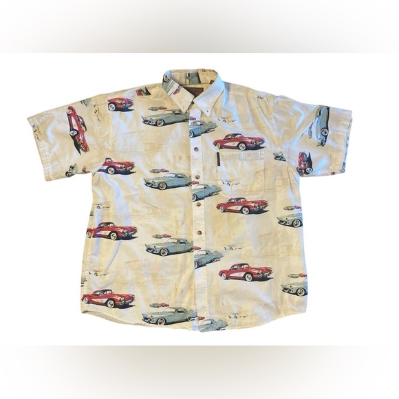 Vintage ClearWater Outfitters Shirt Mens Large Cadillac Cars Button Down - Picture 1 of 6